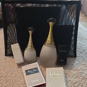 Dior J'adore Set w Samples Lrg Mesh Bag No Box